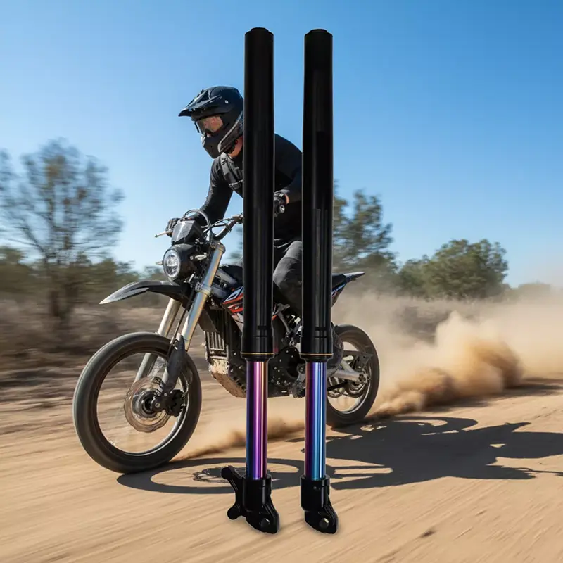 Amortiguador de choque delantero invertido personalizado de la motocicleta de la bifurcación del color del arco iris